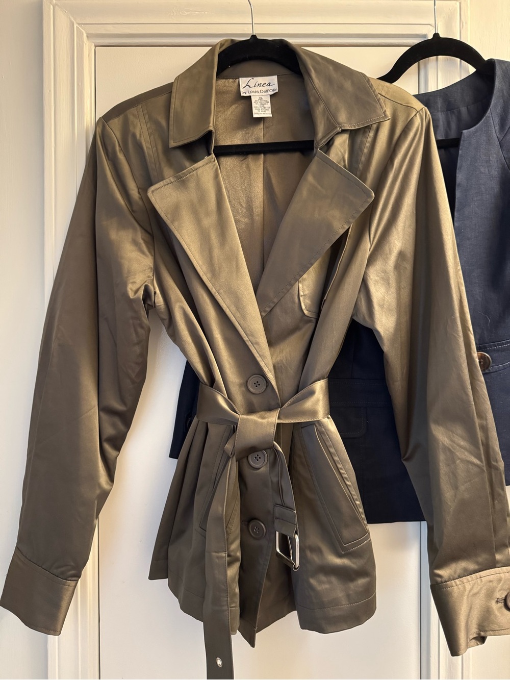 Olive Green/Taupe belted jacket